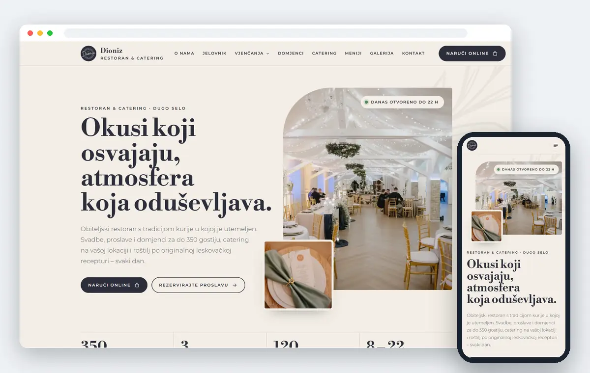 Web stranica Restoran & Catering Dioniz