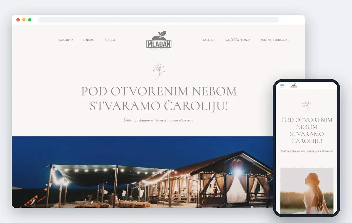 Web stranica Vjenčanja na otvorenom, OPG Mlađan