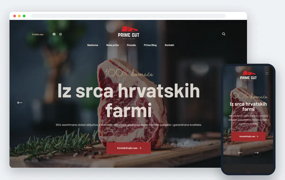 Web stranica Prime Cut Meat House